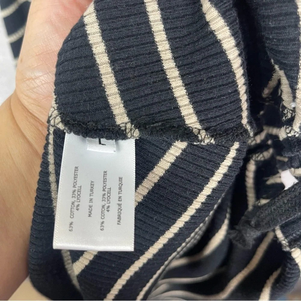 Proenza Schouler White Label Striped Ribbed-Knit Sleeveless Dress In Black Sz L - Picture 7 of 10